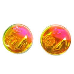 AMORE Vintage CHANEL Button Earrings Clip-On Multicolor 97A 99868