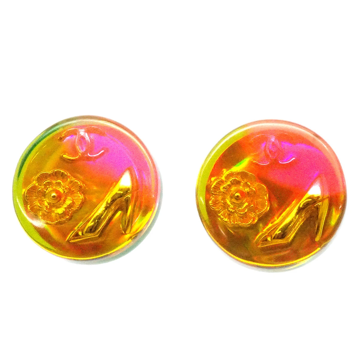 AMORE Vintage CHANEL Button Earrings Clip-On Multicolor 97A 99868 3 AMORE Vintage CHANEL Button Earrings Clip-On Multicolor 97A 99868
