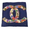 AMORE Vintage CHANEL Scarf Navy Small Good 79870 -Best Jewelry Store 20231002 79870 01