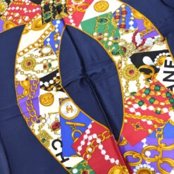 AMORE Vintage CHANEL Scarf Navy Small Good 79870 -Best Jewelry Store 20231002 79870 03