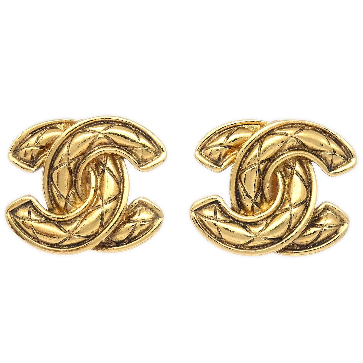 AMORE Vintage CHANEL Quilted CC Earrings Clip-On Large 2459 19155 3 AMORE Vintage CHANEL Quilted CC Earrings Clip-On Large 2459 19155