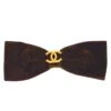 AMORE Vintage CHANEL Brown Velvet Bow Hair Barrette 141231 -Best Jewelry Store 20231227 141231 01