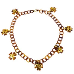 AMORE Vintage CHANEL Acrylic Chain Belt Clover 95P Small Good 140867