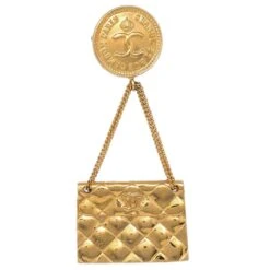 AMORE Vintage CHANEL Bag Brooch Pin Gold 26 141016