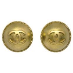 AMORE Vintage CHANEL Button Earrings Gold Clip-On 94A 141175