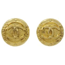 AMORE Vintage CHANEL Button Earrings Gold Clip-On 2853/28 141201
