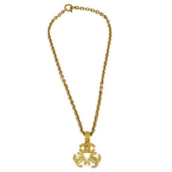 AMORE Vintage CHANEL Triple CC Chain Pendant Necklace Gold 94A 151187