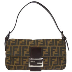 AMORE Vintage FENDI Brown Zucca Baguette Handbag 122169