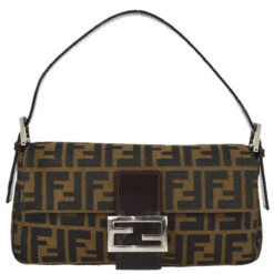AMORE Vintage FENDI Brown Zucca Baguette Handbag 142056