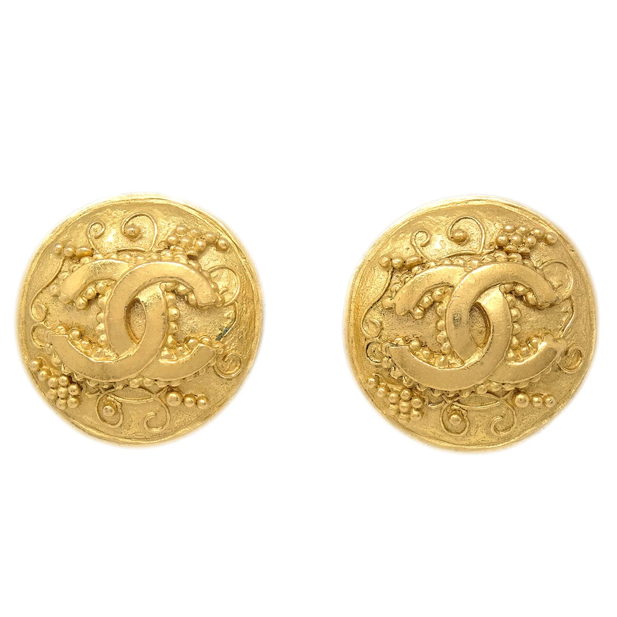 AMORE Vintage CHANEL Button Earrings Clip-On Gold 96A 122172 3 AMORE Vintage CHANEL Button Earrings Clip-On Gold 96A 122172
