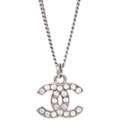 AMORE Vintage CHANEL 2011 Crystal & Silver CC Necklace 142099