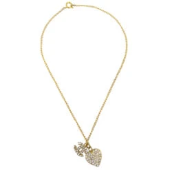 AMORE Vintage CHANEL Heart Chain Pendant Necklace Rhinestone Gold 02P 132320 -Best Jewelry Store 20240312 132320 02