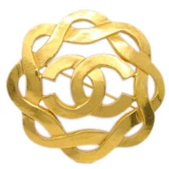 AMORE Vintage CHANEL Flower Brooch Pin Gold 97P 123236