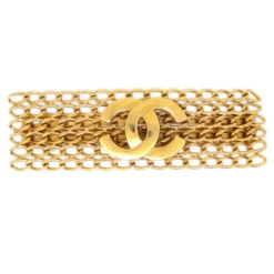 AMORE Vintage CHANEL Hair Clip Hairpin Barrette Gold 02P 123442