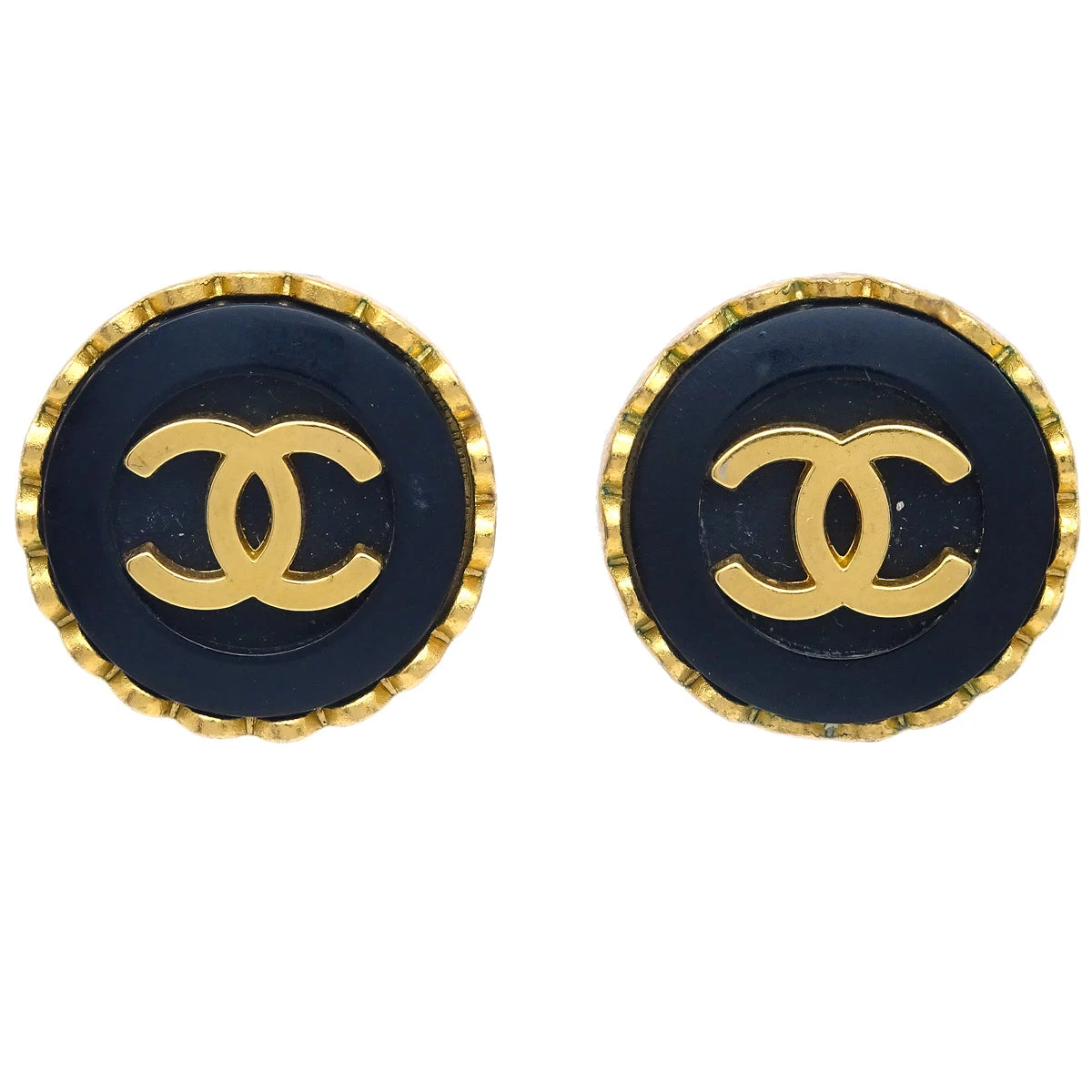 AMORE Vintage CHANEL Button Earrings Clip-On Black 95A 123445 3 AMORE Vintage CHANEL Button Earrings Clip-On Black 95A 123445