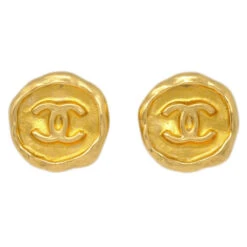 AMORE Vintage CHANEL Button Earrings Clip-On Gold 95A 152563