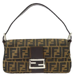 AMORE Vintage FENDI Brown Zucca Baguette Handbag 191333