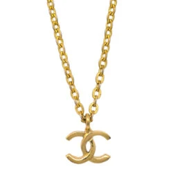 AMORE Vintage CHANEL Mini CC Chain Pendant Necklace Gold 376/1982 191177