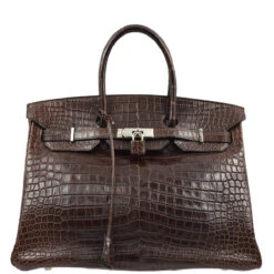 AMORE Vintage HERMES * 2005 Brown Matt Porosus Birkin 35 Handbag KK31257