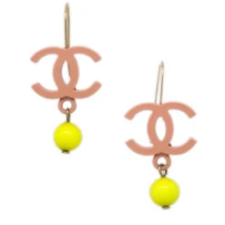 AMORE Vintage CHANEL Dangle Piercing Earrings Pink 03S 161168