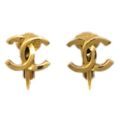 AMORE Vintage CHANEL CC Earrings Clip-On Gold 233 191212