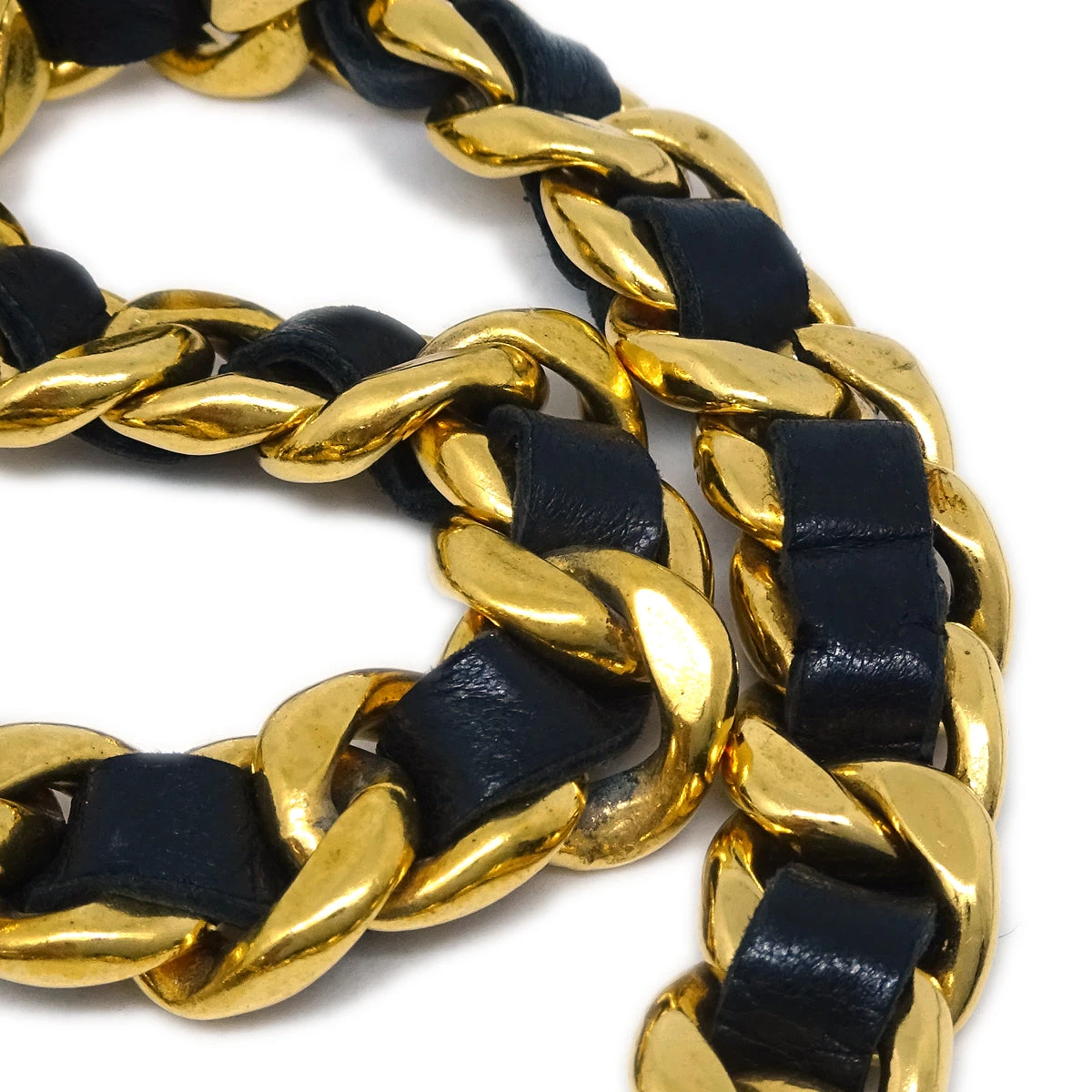 AMORE Vintage CHANEL Medallion Chain Belt Black Small Good KK90807 5 AMORE Vintage CHANEL Medallion Chain Belt Black Small Good KK90807 - Image 3