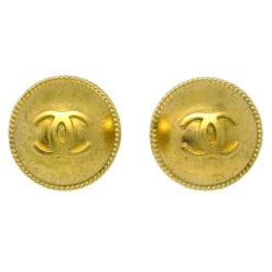 AMORE Vintage CHANEL Gold Button Earrings Clip-On 94A KK90829
