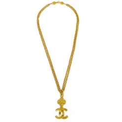 AMORE Vintage CHANEL CC Gold Chain Pendant Necklace 95A KK90853