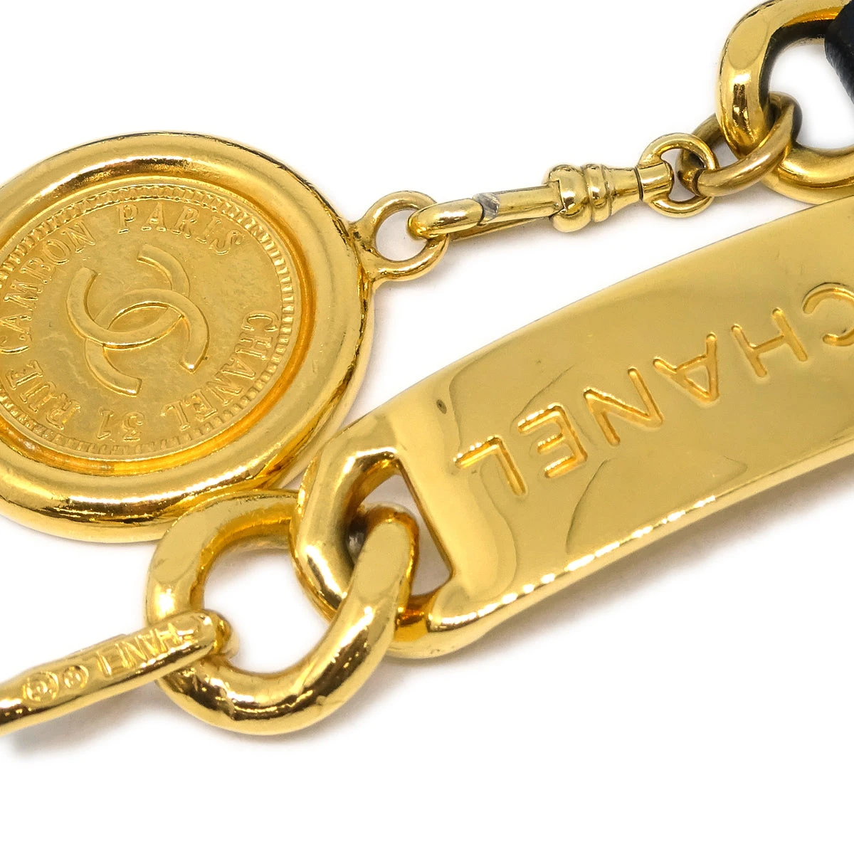 AMORE Vintage CHANEL Gold Black Medallion Chain Belt Small Good 161742 4 AMORE Vintage CHANEL Gold Black Medallion Chain Belt Small Good 161742 - Image 2