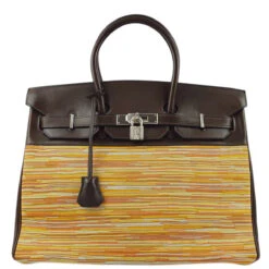 AMORE Vintage HERMES 2003 Vibrato Calf Orange Ebene Birkin 35 Handbag 80933