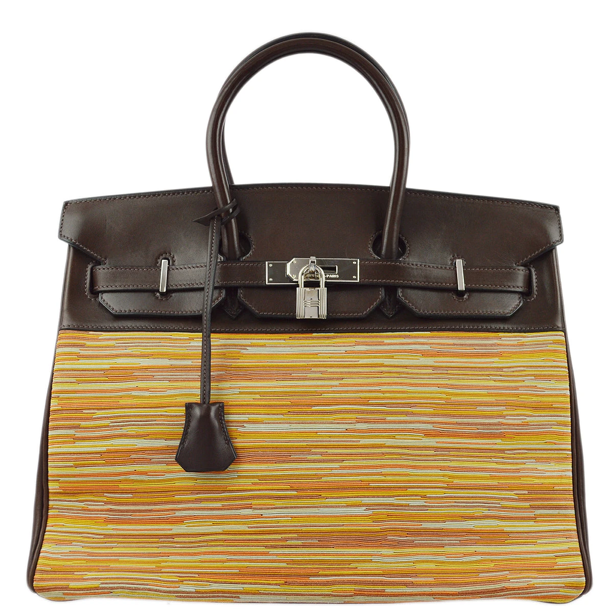 AMORE Vintage HERMES 2003 Vibrato Calf Orange Ebene Birkin 35 Handbag 80933