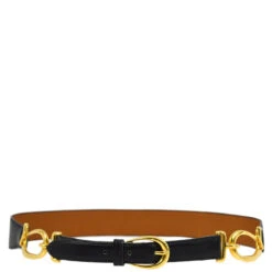 AMORE Vintage HERMES Black Box Calf Waist Belt Small Good 181957
