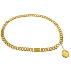 AMORE Vintage CHANEL Medallion Chain Belt Small Good 181781
