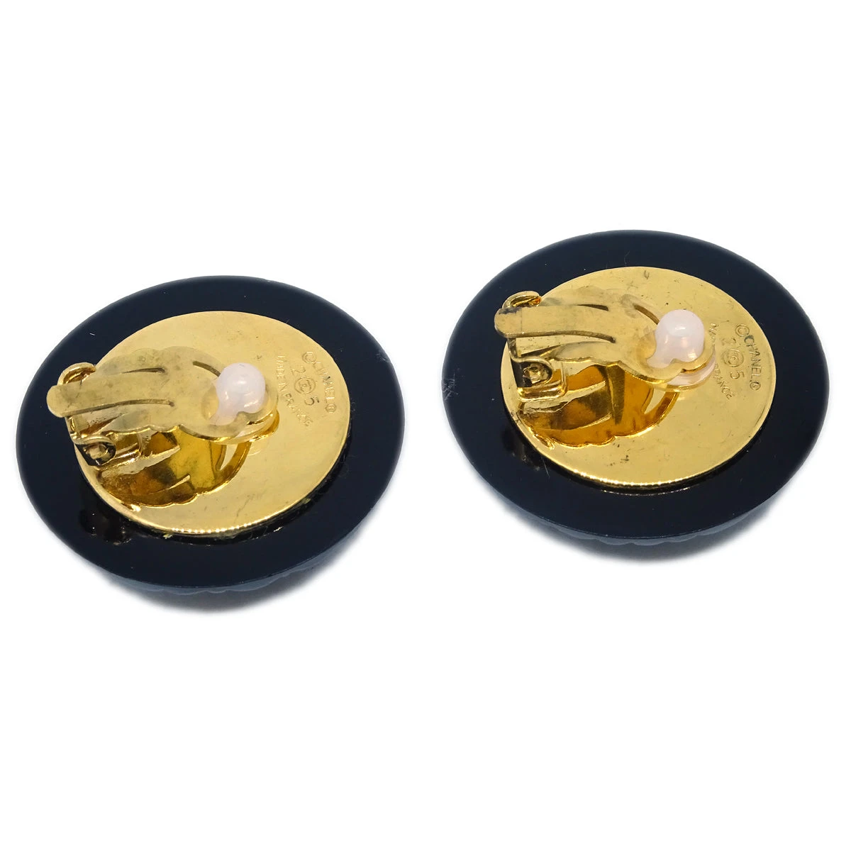 AMORE Vintage CHANEL Button Earrings Clip-On Black Gold 25 181899 5 AMORE Vintage CHANEL Button Earrings Clip-On Black Gold 25 181899 - Image 3