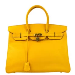 AMORE Vintage HERMES 2002 Jaune Courchevel Birkin 35 182345
