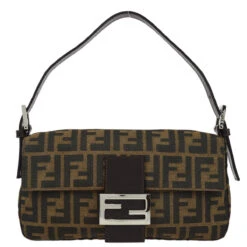AMORE Vintage FENDI Brown Zucca Baguette Handbag 162190