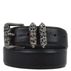 AMORE Vintage Chrome Hearts Black Roller Buckle Belt #32 Small Good 161958