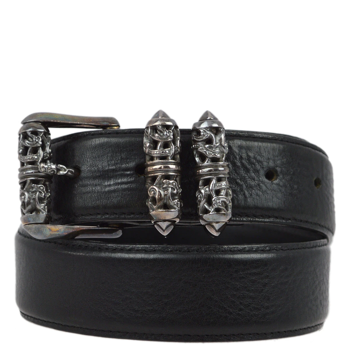 AMORE Vintage Chrome Hearts Black Roller Buckle Belt #32 Small Good 161958 3 AMORE Vintage Chrome Hearts Black Roller Buckle Belt #32 Small Good 161958