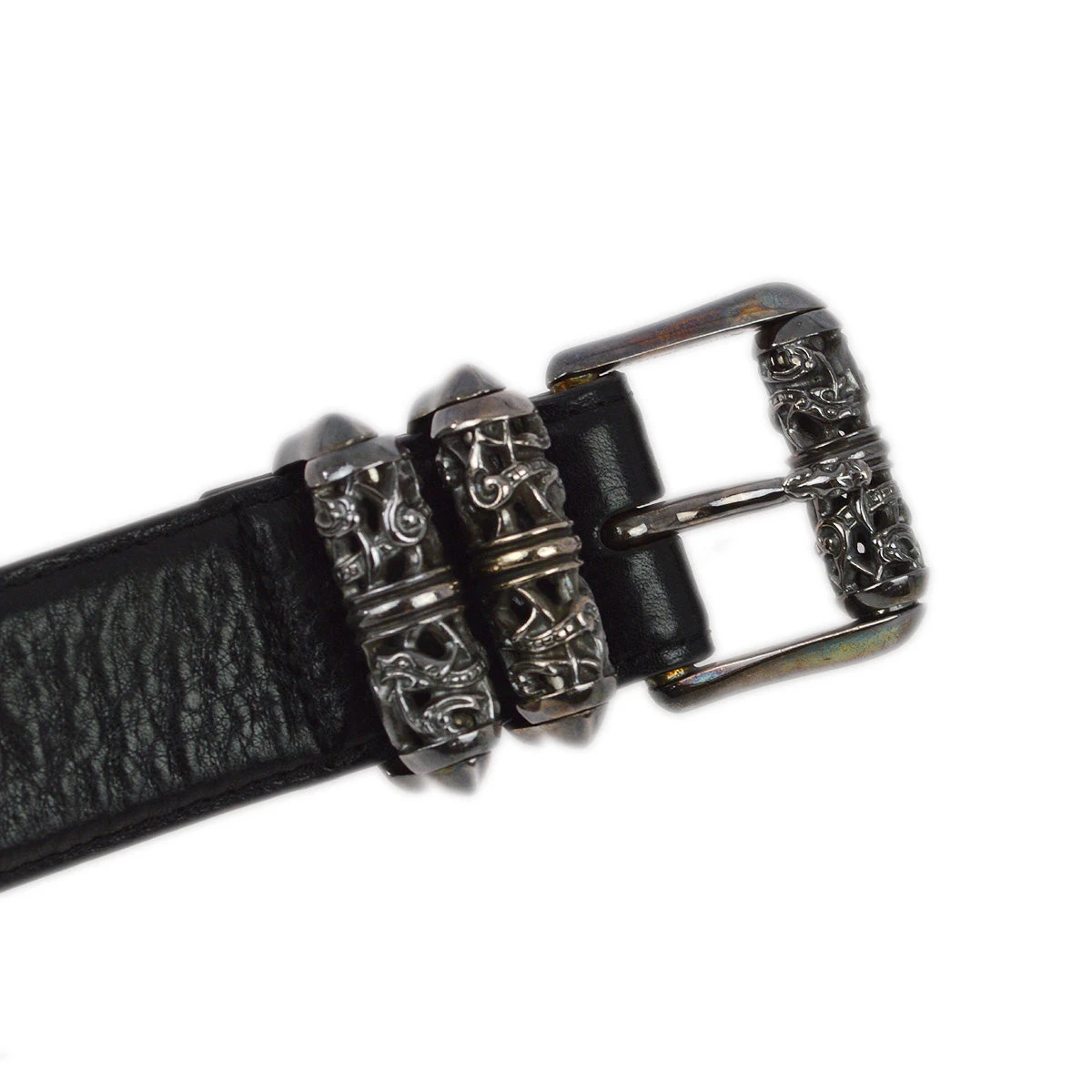 AMORE Vintage Chrome Hearts Black Roller Buckle Belt #32 Small Good 161958 5 AMORE Vintage Chrome Hearts Black Roller Buckle Belt #32 Small Good 161958 - Image 3