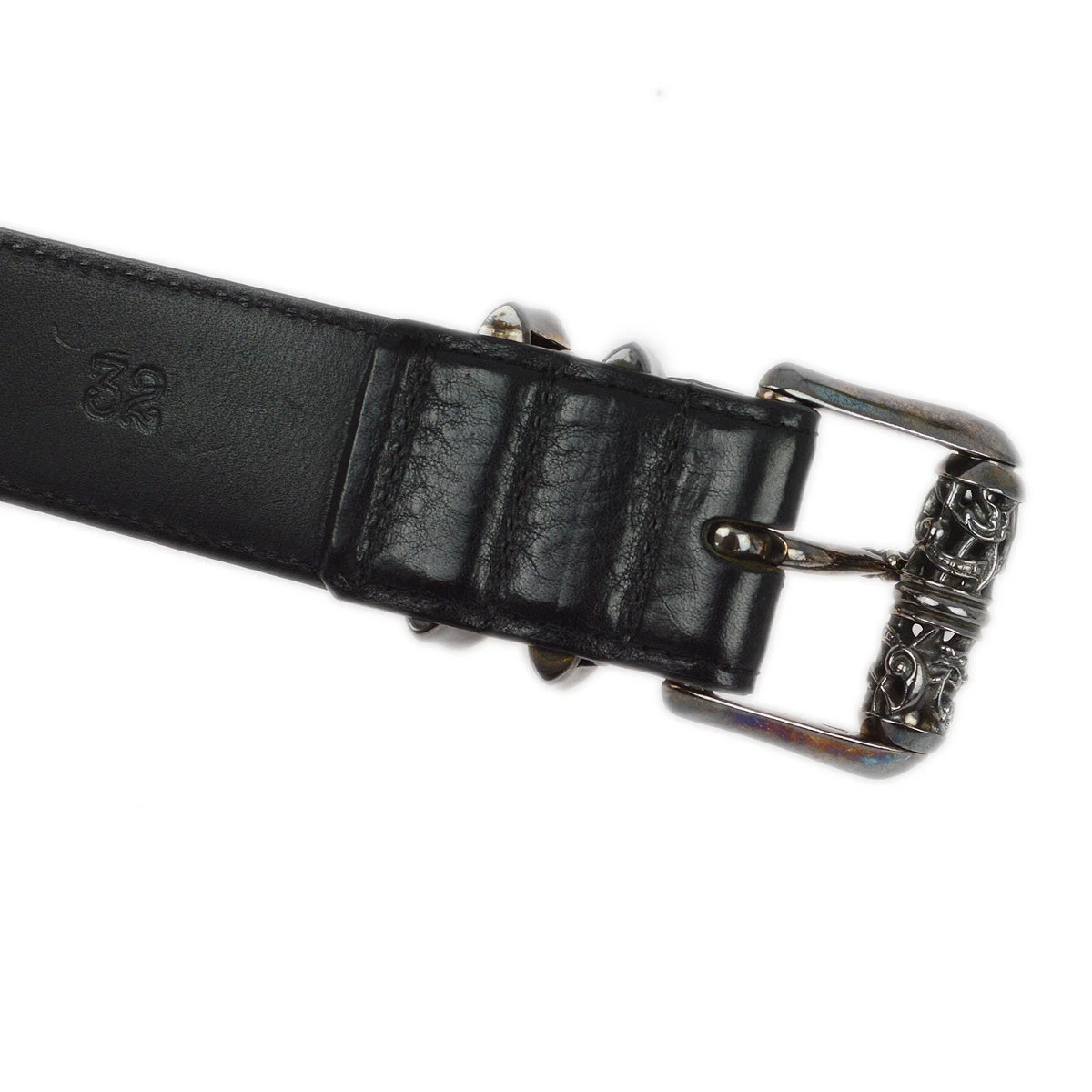 AMORE Vintage Chrome Hearts Black Roller Buckle Belt #32 Small Good 161958 6 AMORE Vintage Chrome Hearts Black Roller Buckle Belt #32 Small Good 161958 - Image 4