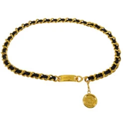AMORE Vintage CHANEL Medallion Chain Belt Gold 95A Small Good 191728