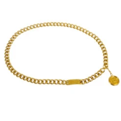 AMORE Vintage CHANEL Medallion Chain Belt Gold Small Good 172988