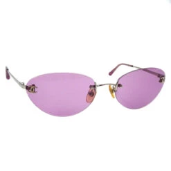 AMORE Vintage CHANEL Sunglasses Eyewear Purple Small Good 173019