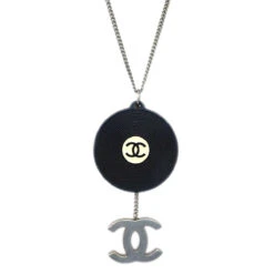 AMORE Vintage CHANEL Record Silver Chain Pendant Necklace 04P 192117