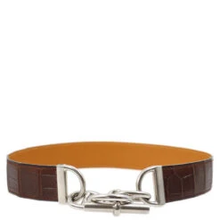 AMORE Vintage HERMES Brown Chaine D'Ancre Waist Belt #65 Small Good 172553