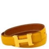 AMORE Vintage HERMES Yellow Courchevel Constance Reversible Belt #70 Small Good 192203