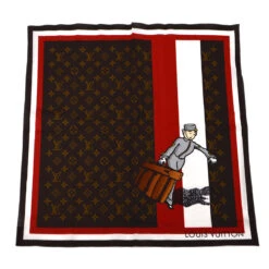 AMORE Vintage LOUIS VUITTON Brown Monogram Groom Scarf Small Good KK36419