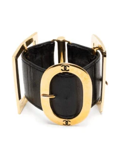 Rewind Vintage CHANEL Buckle Leather Bracelet