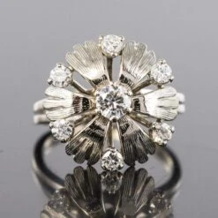 Sarl Baume French 1970s Diamonds 18 Karat White Gold Petals Ring -Best Jewelry Store 20 150 7 master