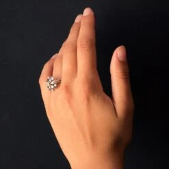 Sarl Baume French 1970s Diamonds 18 Karat White Gold Petals Ring -Best Jewelry Store 20 150 9 master